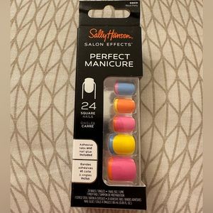 NWT Sally Hansen Press On Nails, SQUARE MULTICOLOR FRENCH